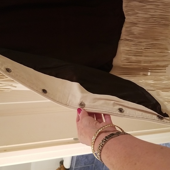 Cream Soft Leather Fringed Western   Jacket Studs - Picture 6 of 13